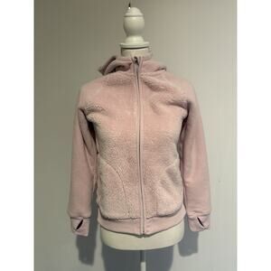 All In Motion Cozy Pink Fleece Sherpa Hoodie Kids Girls Pockets L 10/12